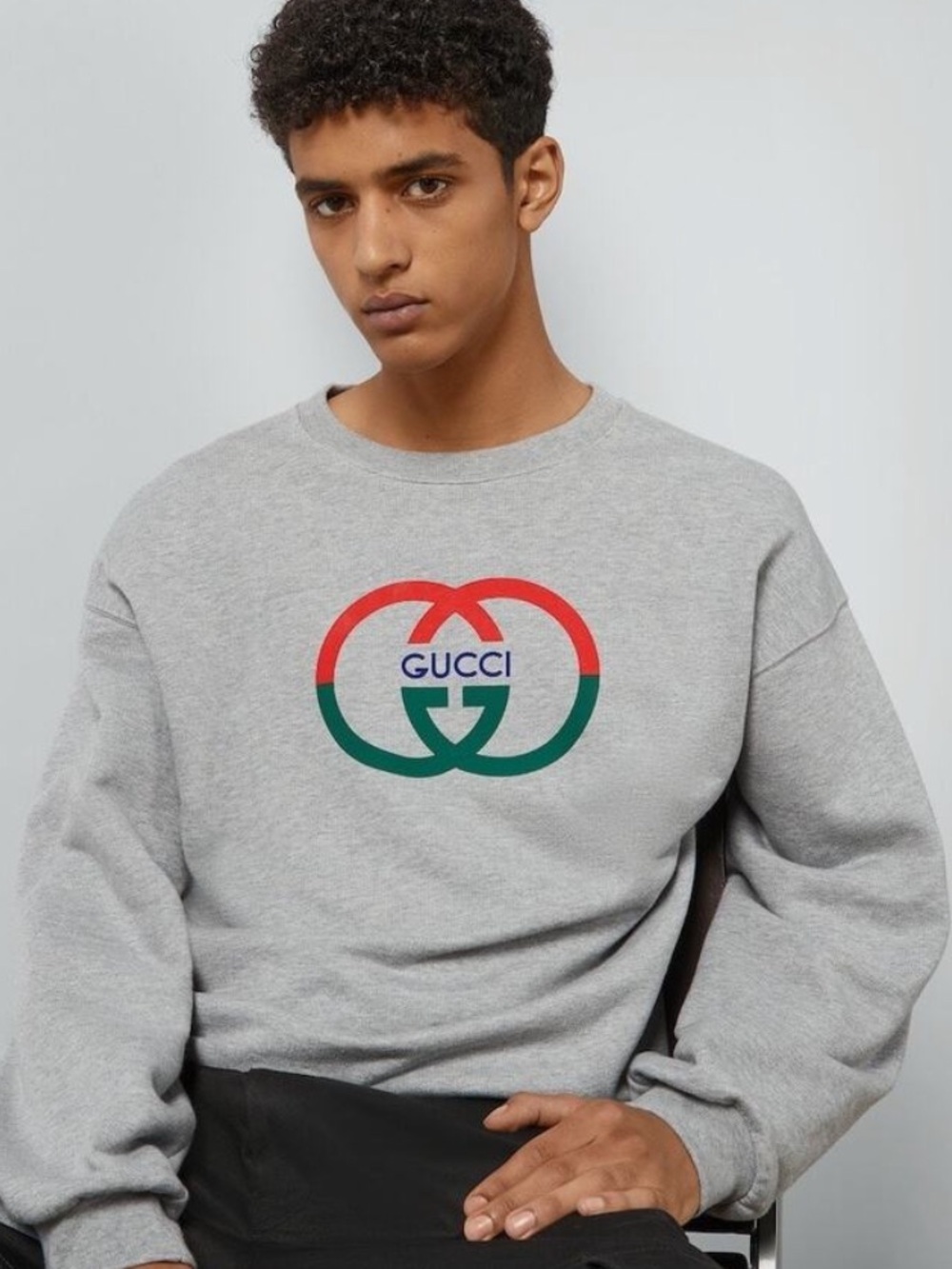 Gucci Oversized Interlocking GG Logo Sweatshirt Gray Large NWTS